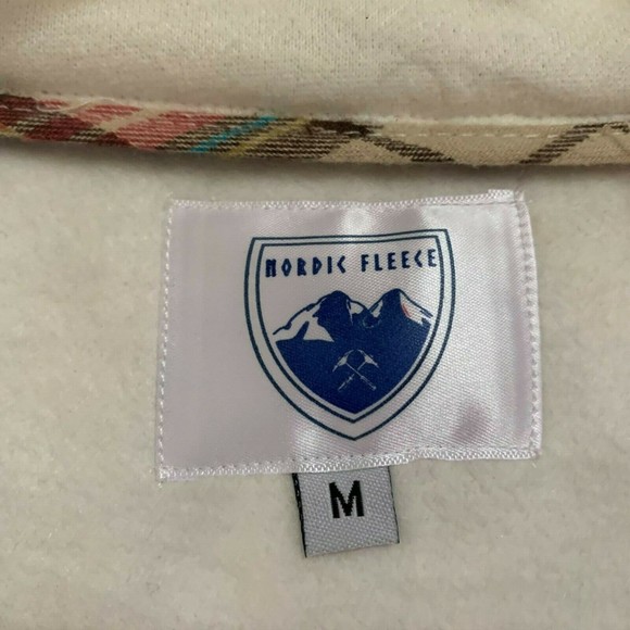 NWT Nordic Fleece Collection Womens The Uppsala Pullover Off White Plaid Size M - Picture 6 of 6